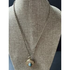 Vintage Locket Pendant Necklace Silver Tone Statement Boho Southwestern